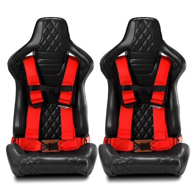 4-Point Car Auto Red Racing Sport Seat Belt Safety Harness Strap Universal - Image 1 of 4