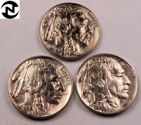 1936+1936-D+1936-S Buffalo Nickel Set/Lot~ Borderline Uncirculated (AU+)~3 Coins Cover