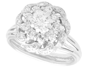 1950s Vintage 1.39ct Diamond and 18ct White Gold Cluster Ring - Picture 1 of 11