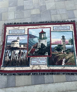 Goodwin Weavers Oregon Lighthouse Tapestry 64x45 Blanket House Cottage Florance - Picture 1 of 17