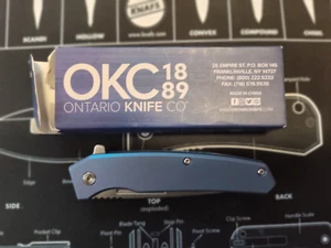 OKC Ti22 Ultrablue pocket knife. 3.25" AUS-8 blade steel. Titanium scales. - Picture 1 of 8