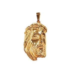 Pendente testa di Cristo in argento 925% e doratura - Picture 1 of 2
