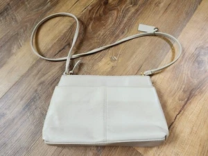 4 Compartment Beige Leather Shoulder Purse by Cabin Creek 11 in. by 7 in. - Picture 1 of 6