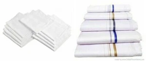HANDKERCHIEF WHITE PLAIN SOFT PURE COTTON HANKIES FOR MEN'S GIFT FROM INDIA - Picture 1 of 5