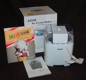 Máquina compacta de helados de yogur AICOK 1,5 L BL1500C + ¡Libro de sal y pajita! ¡NUEVO! - Imagen 1 de 9