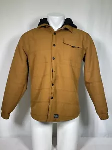 Matix Brown Quilted Long Sleeve Button Front Hooded Jacket Men's SMALL - Picture 1 of 11