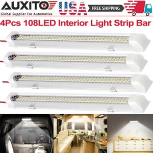 4PCS 108 LED Car Interior Light Strip Bar Van Bus Caravan ON/OFF Switch 12V Boat - Foto 1 di 12