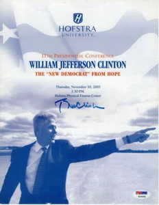 PRÄSIDENT BILL CLINTON SIGNIERT AUTOGRAMM HOFSTRA NY REDE PROGRAMM MAGAZIN PSA - Bild 1 von 2