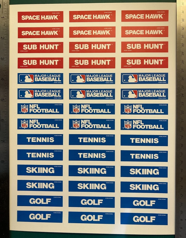 INTELLIVISION FRONT LABELS GAMES CARTRIDGES REMPLACEMENT WATERPROOF & DURABLE - Image 1 of 4