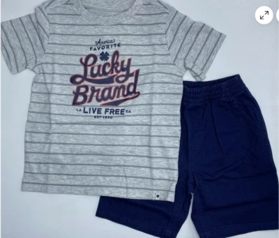 Juego corto de 2 piezas Lucky Brand para niños (gris y azul, 3T) nuevo con etiquetas Foto 1 de 4