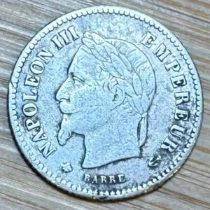 PIECE DE 20 CENTIMES NAPOLÉON 1867 A EN ARGENT (1275) - Picture 1 of 2
