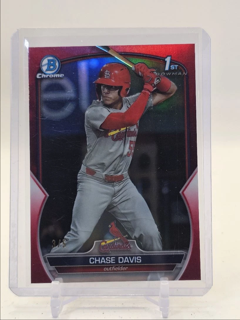 CHASE DAVIS 2023 BOWMAN CHROME DRAFT 1ST RED REFRACTOR /5 Q2052