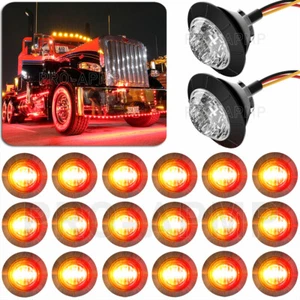 3/4" 12V Marker Lights LED Truck Trailer Dual Color Side Bullet Light Amber Red - Picture 1 of 6