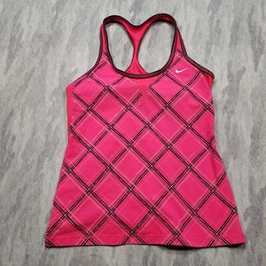Nike Top Womens Small Red Checked Sleeveless Tank Top Racerback - Picture 1 of 10
