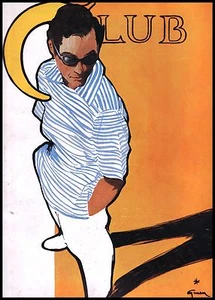 STAMPA COPERTINA 1953 RENE' GRUAU MODA UOMO CASACCA CAMICIA TITICLUB  SIMBOLISMO - Foto 1 di 1