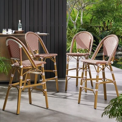 Banquetas de bar francesas externas de alumínio Grelton, conjunto com 4 - Imagem 1 de 4