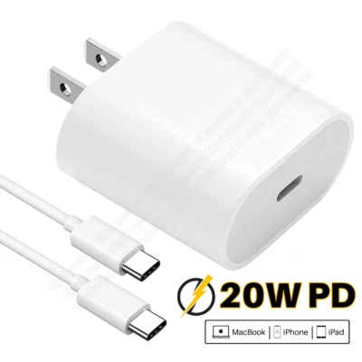 Cable adaptador bloque cargador rápido tipo C 20W USB C a C para iPhone 15 Pro Max/15 Foto 1 de 4