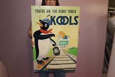 Rare Vintage 1940's Kools Kool Cigarettes Tobacco Penguin Railroad 30" Sign