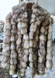 VTG Petite XS Custom Sewn Luxurious Winter Outerwear Genuine Blue Fox Fur Jacket - Picture 1 of 12