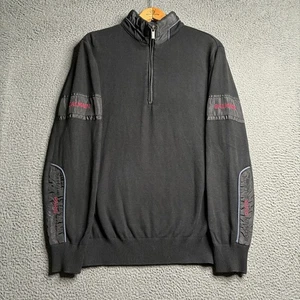 Men's BALMAIN Paris Logo Black 1/4 Zip Sweater Size Medium Quiet Luxury - Picture 1 of 12