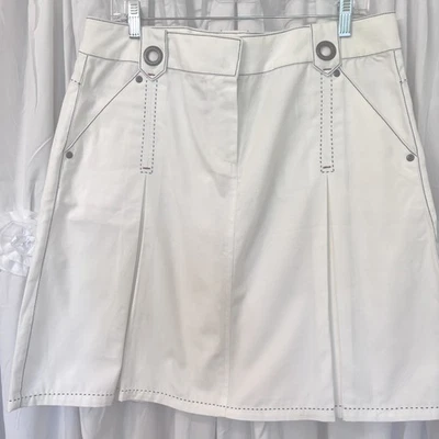 FALDA PLISADA ALGODÓN BLANCO CABI AZUL Y ROJO ACENTO COSTURAS TALLA 12 Vintage Foto 1 de 4