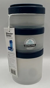 Blender Bottle ProStak Pill Organizers Protein Storage Containers Clear Blue Lid - Picture 1 of 3