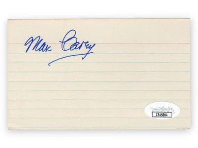 Max Carey Signed Autographed 3X5 Index Card Pirates Dodgers JSA CF45604 - Image 1 of 2