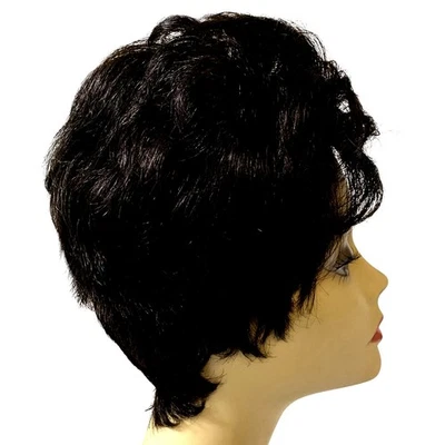 Peluca negra de cabello humano Vivica A Fox H205V pura gorra elástica maquinilla de afeitar Pixie para mujer Foto 1 de 4