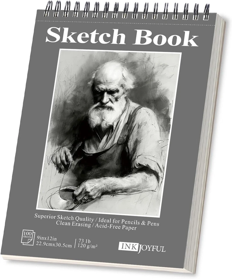 Large 9x12 Artist Sketch Pad, Hardcover Spiral Bound, 100 Acid-Free Paper Sheets - Image 1 of 4
