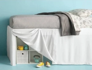 Room Essentials Raised Vaulted Dorm Room White Bed Skirt w/ 32" Drop 39" x 80" - Picture 1 of 8