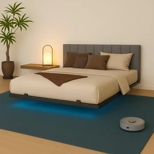 Behost Upholstered Full Bed Frame, Floating Bed Frame with Smart LED Lights and - Picture 1 of 11