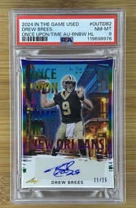RARE 2024 Leaf In The Game Used Sports Drew Brees Auto #/15 PSA 8 - Picture 1 of 2