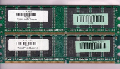 2GB 2x1GB PC3200 SILICON TECHNOLOGY 1GPC3200 DDR-400 SAMSUNG RAM MEMORY KIT DDR1 - Image 1 of 3