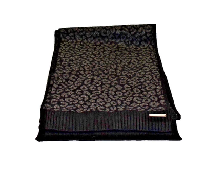 Bufanda Michael Kors Leopardo Tejida Metálica Negra 539033 ¡Nueva! Nuevo con etiquetas Foto 1 de 3