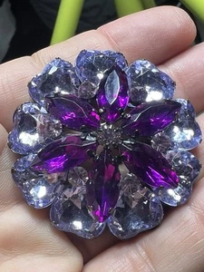 Flower Layered purple heart AB Rhinestones Brooch pin crystal jewelry light - Bild 1 von 13