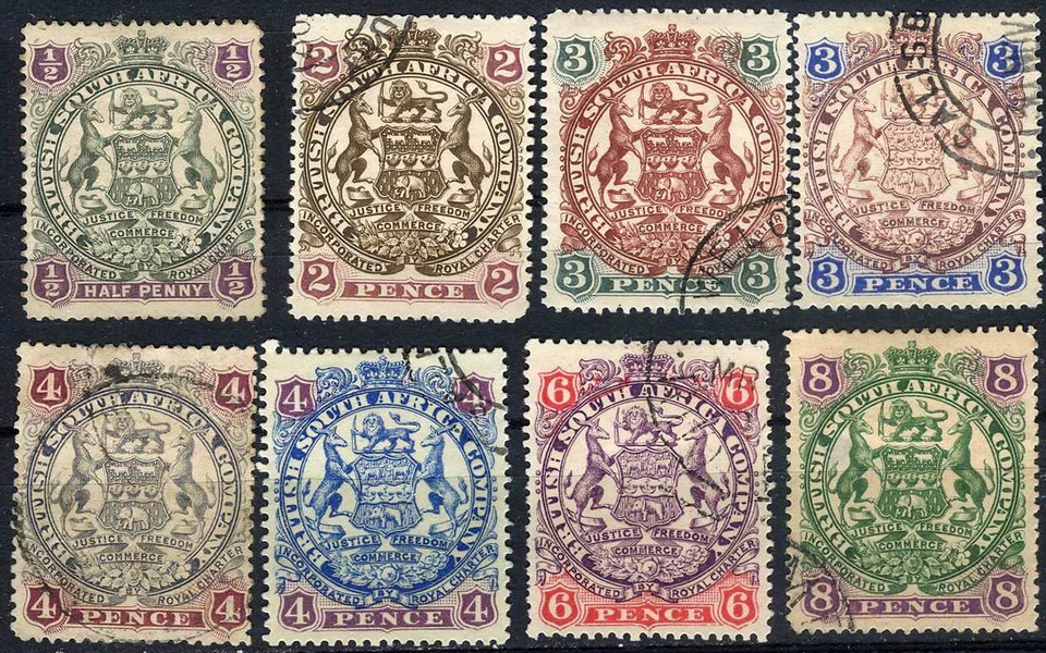 Escudo de armas Rhodesia 1896 usado (SC# 29-31, 50, 52-54, 56) Foto 1 de 1