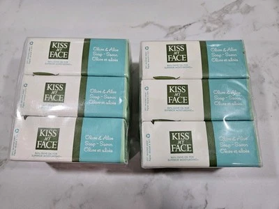 NOVO 2 -3 PACOTES DE SABONETE EM BARRA TOTAL 6 BARRAS KISS MY FACE SABONETE EM BARRA OLIVA E ALOE - Imagem 1 de 4