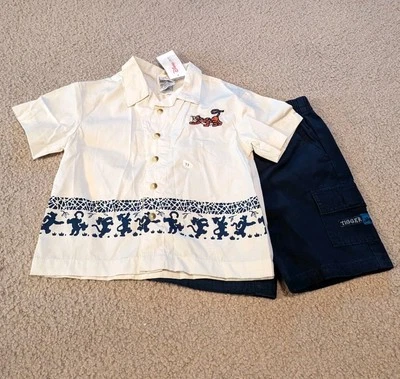 Vtg Disney Winnie the Pooh Tigger 2pc 2T Boy's Shirt Shorts Set 1990s NWT Rare - Image 1 of 4