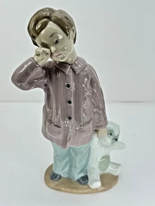 Nao Lladro Porcelain Figurine 1139 Sleepy Head Boy Teddy Bear handmade Spain - Picture 1 of 9