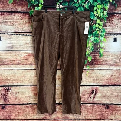 Lauren Ralph Lauren Corduroy Pants Womens 22W Brown Straight Leg Soft Velvet - Image 1 of 4