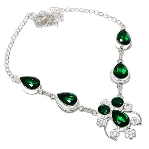 Chrome Diopside Gemstone Handmade 925 Sterling silver Jewelry Necklace Size 18" - Picture 1 of 1