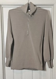 Varley Ribbed 1/2 Zip Pullover Sweater Women's Size Medium Taupe - Picture 1 of 4