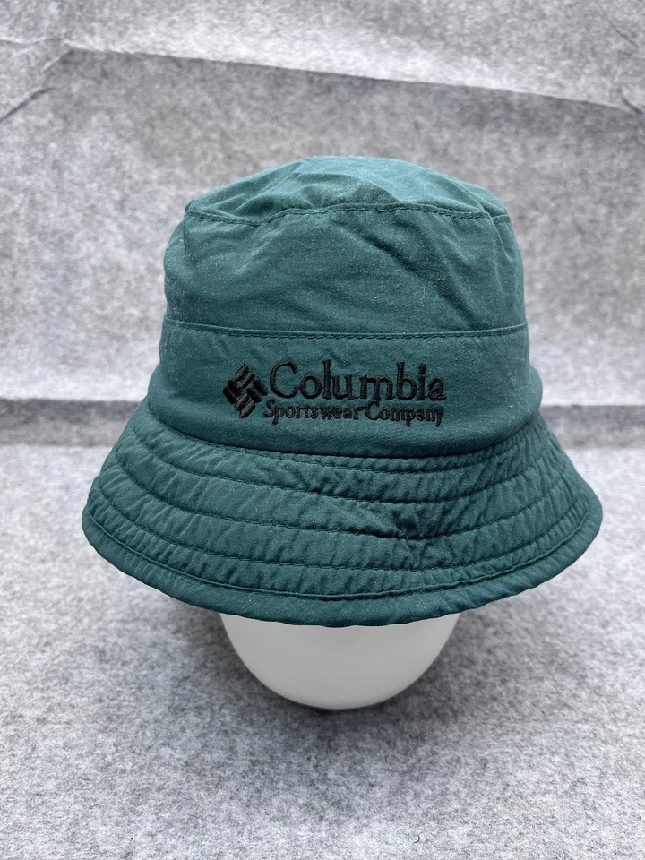 Columbia Sombrero Cubo Adulto Pequeño Verde Azulado Algodón Poli Polar Cuello Solapa Campamento Hecho en EE. UU. Foto 1 de 4