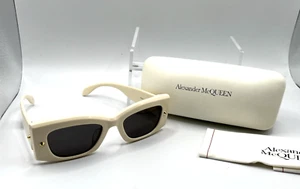 Gafas de sol Alexander McQueen unisex 51 mm cuadradas AM0426S - Marfil nuevas con estuche - Imagen 1 de 8