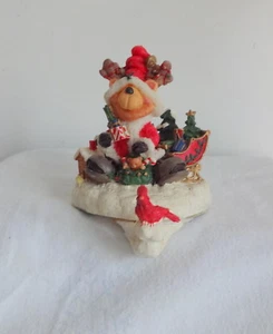 Vtg Christmas Mantel Hook Stocking Holder Hanger Bear Santa Cardinal CUTE - Picture 1 of 6