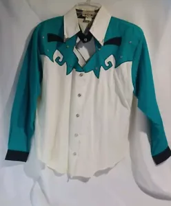 1849 Authentic Ranchwear-Button Up Western Silver-Tip Collar Shirt Woman Small - Picture 1 of 12