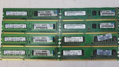 10GB RAM Lot, 1Rx8 PC3 and PC2, Samsung, Micron, Elpida - Image 1 of 3