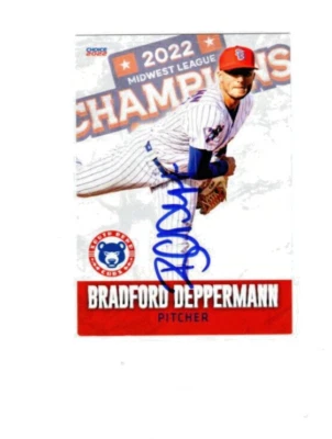 Bradford Deppermann 2022 South Bend Cubs MWL Champions autograph signed card - Image 1 of 2