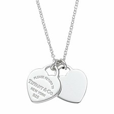 22309307 Tiffany & Co. Sterling Silver Rtt Double Heart Pendant Necklace Min