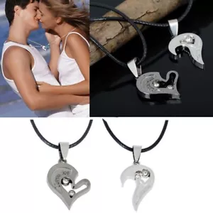 ICH Liebe Dich Edelstahl Kette Herz Liebe Halsketten für Paare Mode Geschenk - Bild 1 von 3